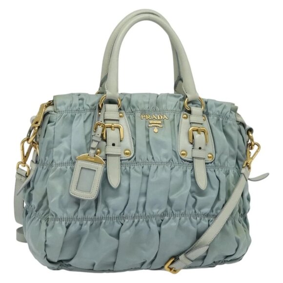 PRADA Hand Bag Nylon 2way Light Blue Auth - Picture 1 of 16